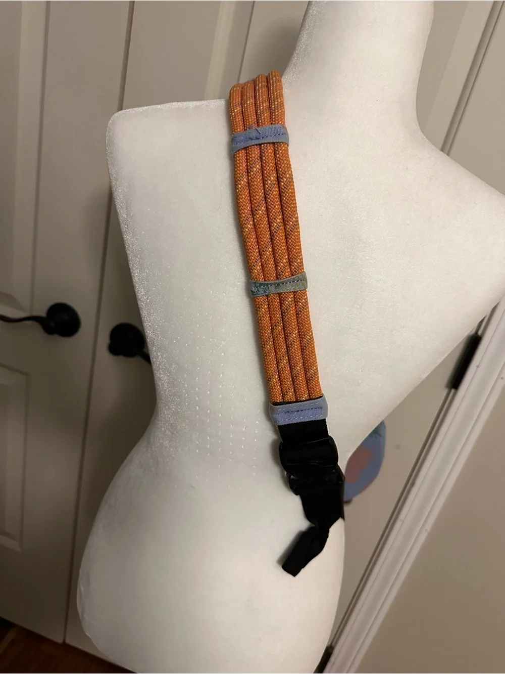 Kavu Pineapple Print Light Blue Sling Bag with Orange Strap